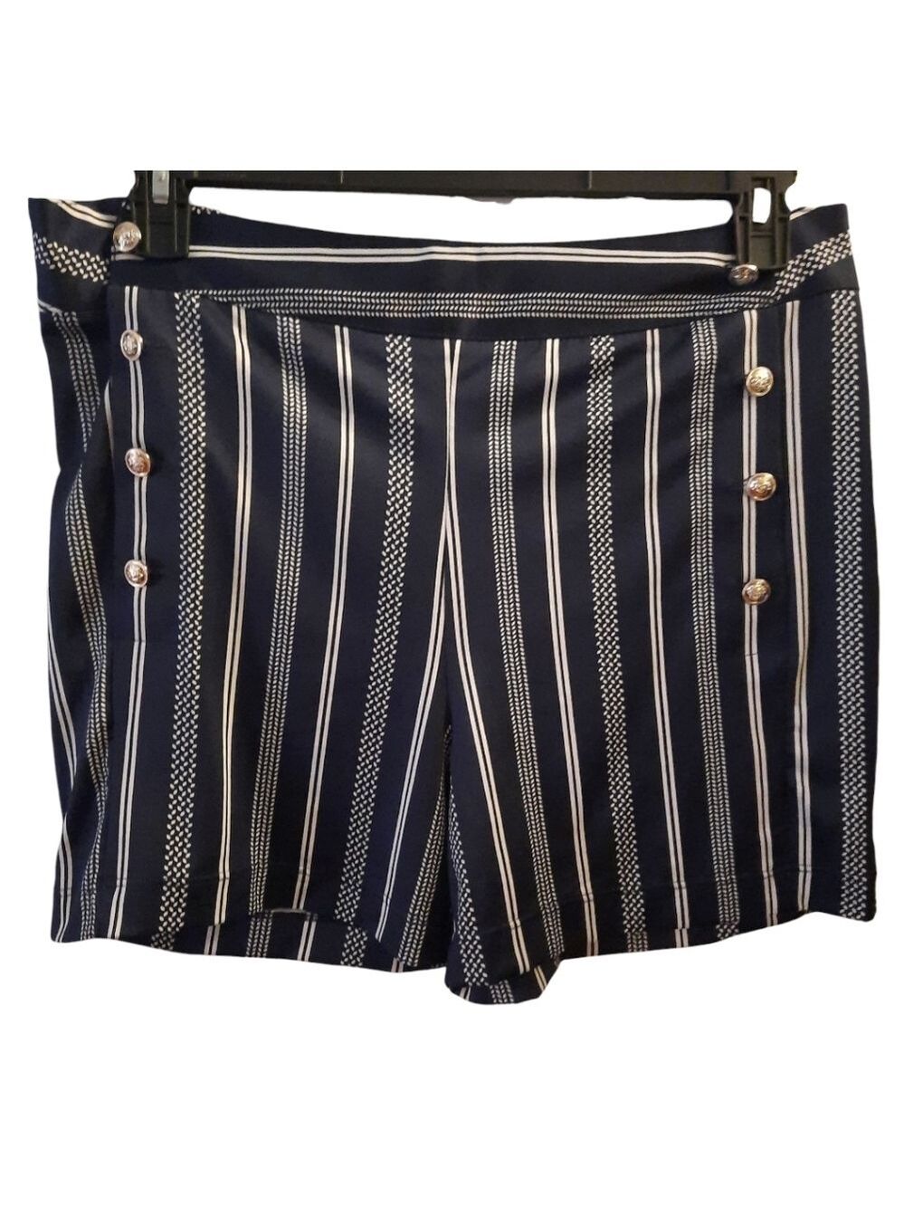 NY Collection Navy and White Shorts Large